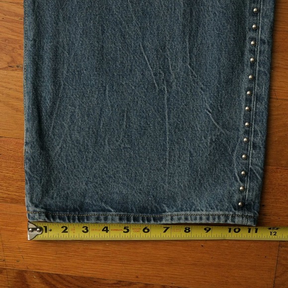 J.Crew Studded Lower Rise‎ Wide Leg 1984 Rigid Jeans Blue Denim Size 31 - Picture 6 of 9